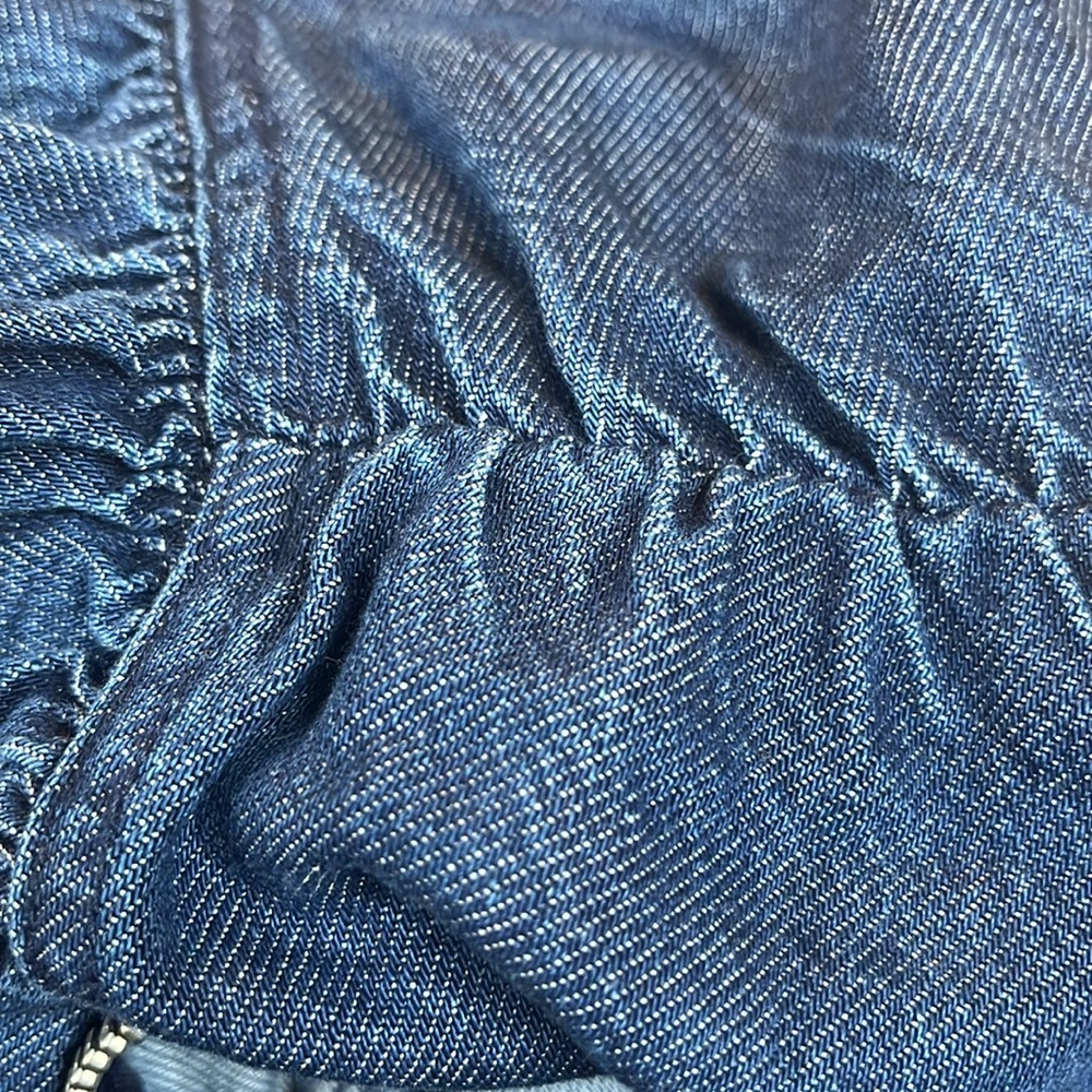 NWTS Zara Denim Mini Dress w/3/4 puff sleeves & back sliver zipper Size Large - Picture 15 of 16